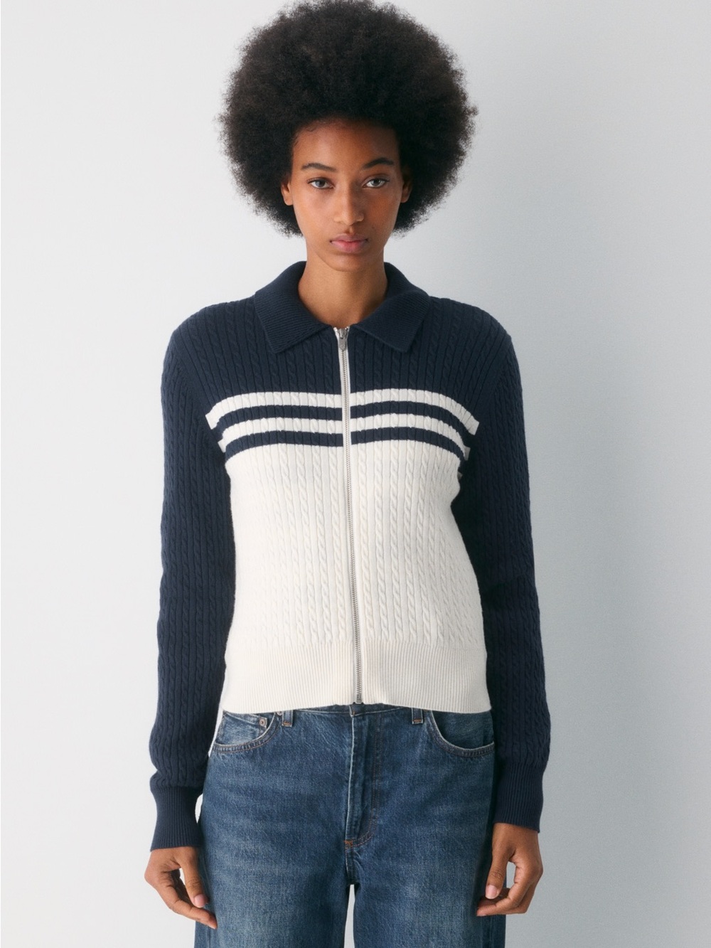 ARITZIA SUNDAY BEST Cotton Charm Meadow Zip-Up Cardigan Size M